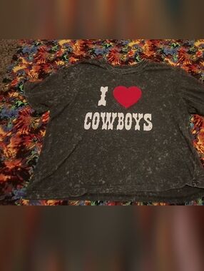 Rebellious One I Heart Cowboys Cropped Tshirt